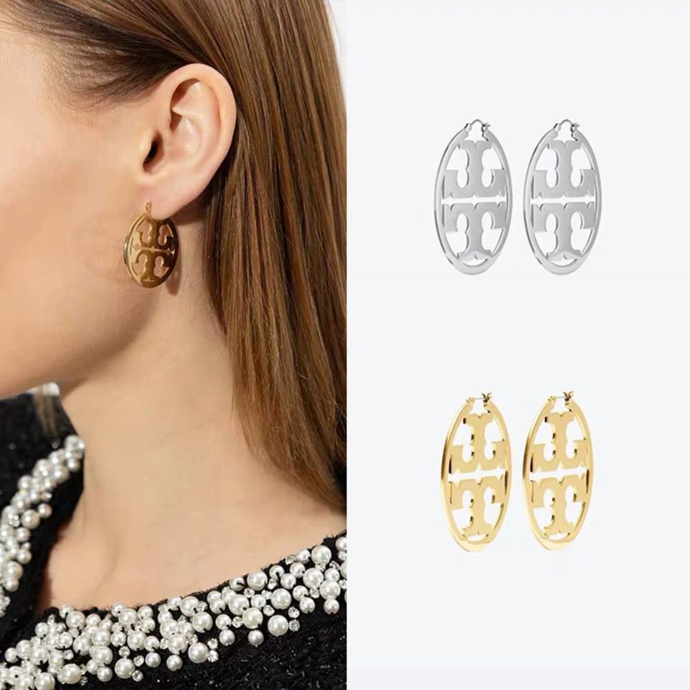 Tory Burch Gold Plated Hollow Cross Stud Earrings